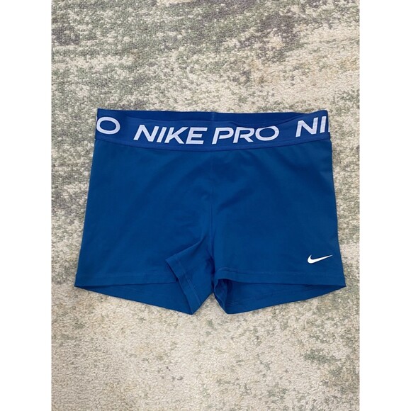Nike Pro Shorts Womens L Blue Dri Fit 3" Compression Gym Training Active - Picture 1 of 7